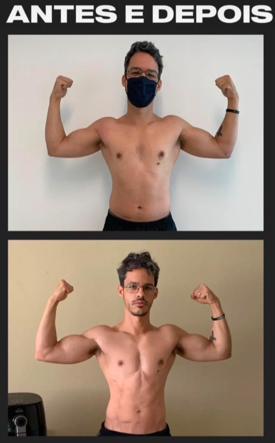 Transformação de aluno acompanhado por Daniel Ferreira com o treino híbrido de corrida e musculação — registro 1